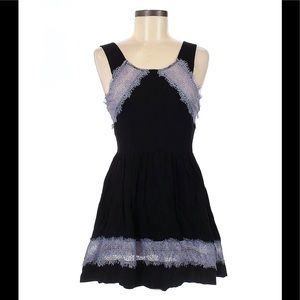 Free People Black and Blue Lace Scoop Neck Dress